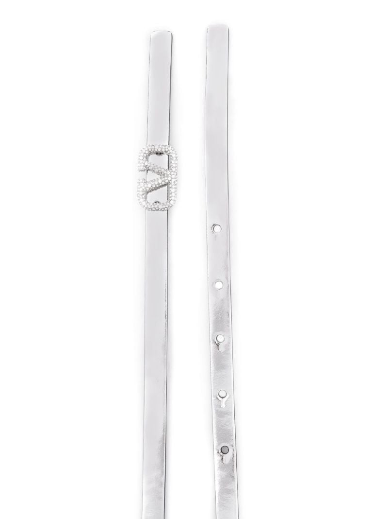 Silver Vlogo Signature Leather Belt