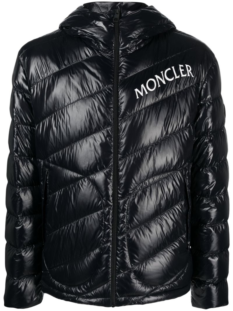 Black Shama Logo Print Quilted Jacket