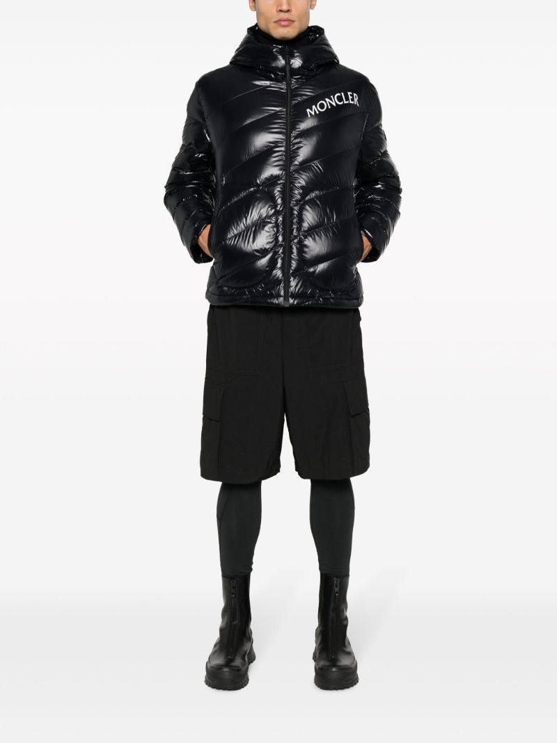 Black Shama Logo Print Quilted Jacket