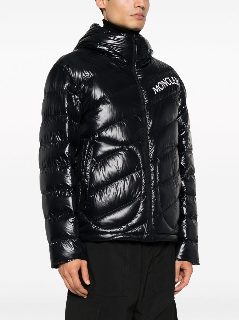 Black Shama Logo Print Quilted Jacket