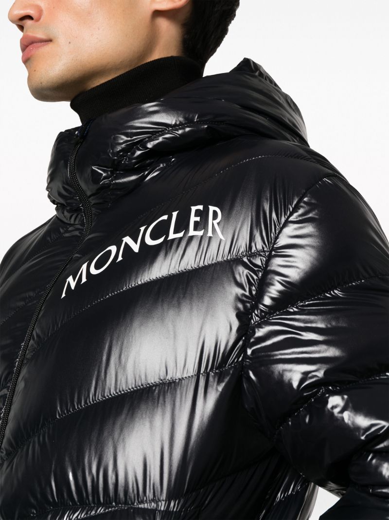 Black Shama Logo Print Quilted Jacket