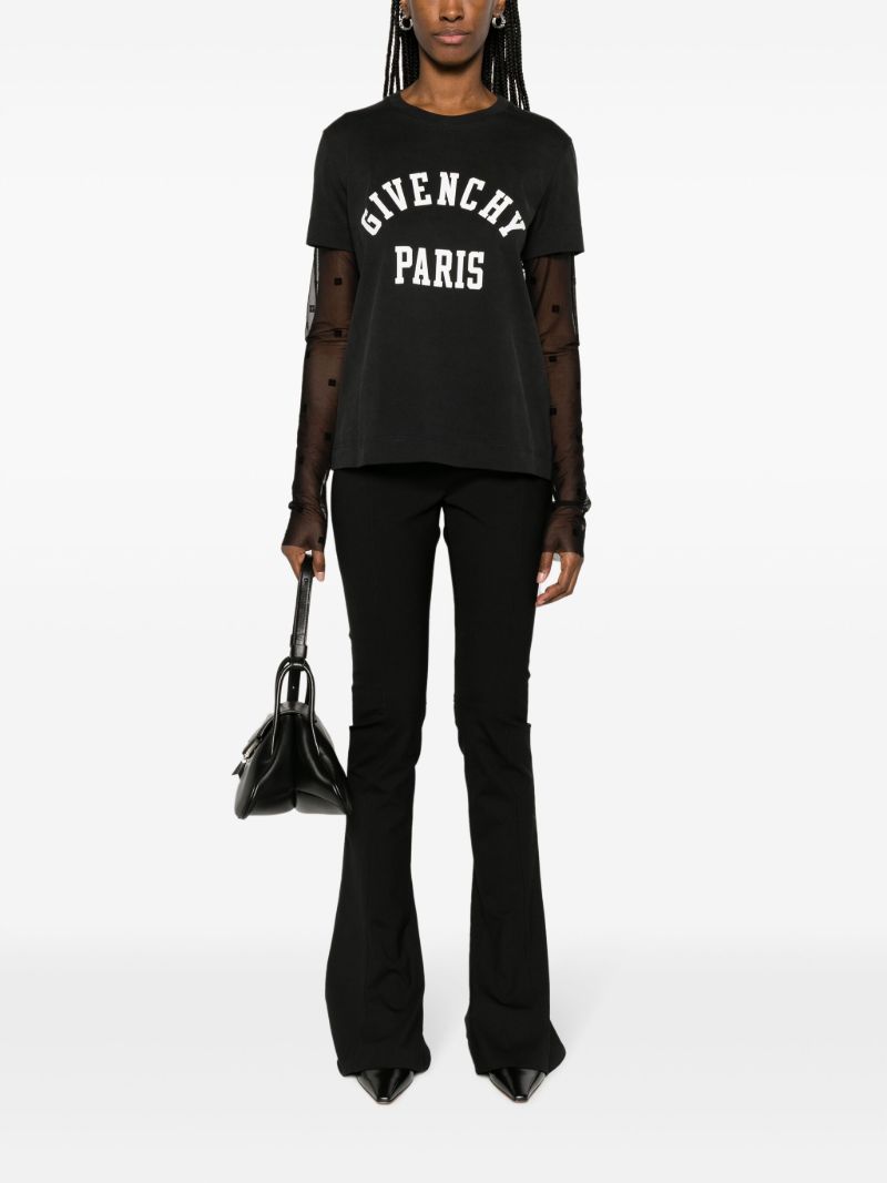 Black 4g-motif Mesh-sleeves T-shirt