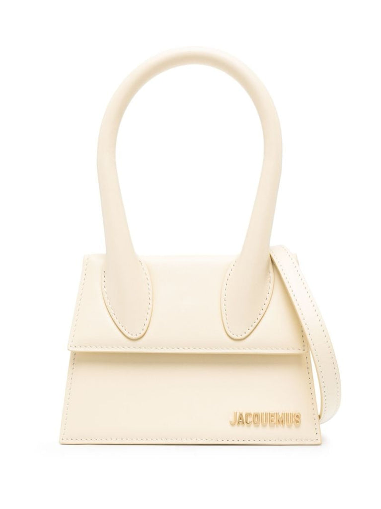 White Le Chiquito Moyen Leather Top Handle Bag
