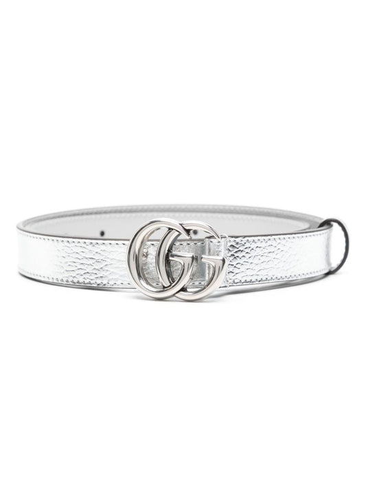 Silver-tone Gg Marmont Leather Belt