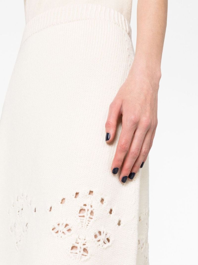 White Pointelle-knit Wool Mini Skirt
