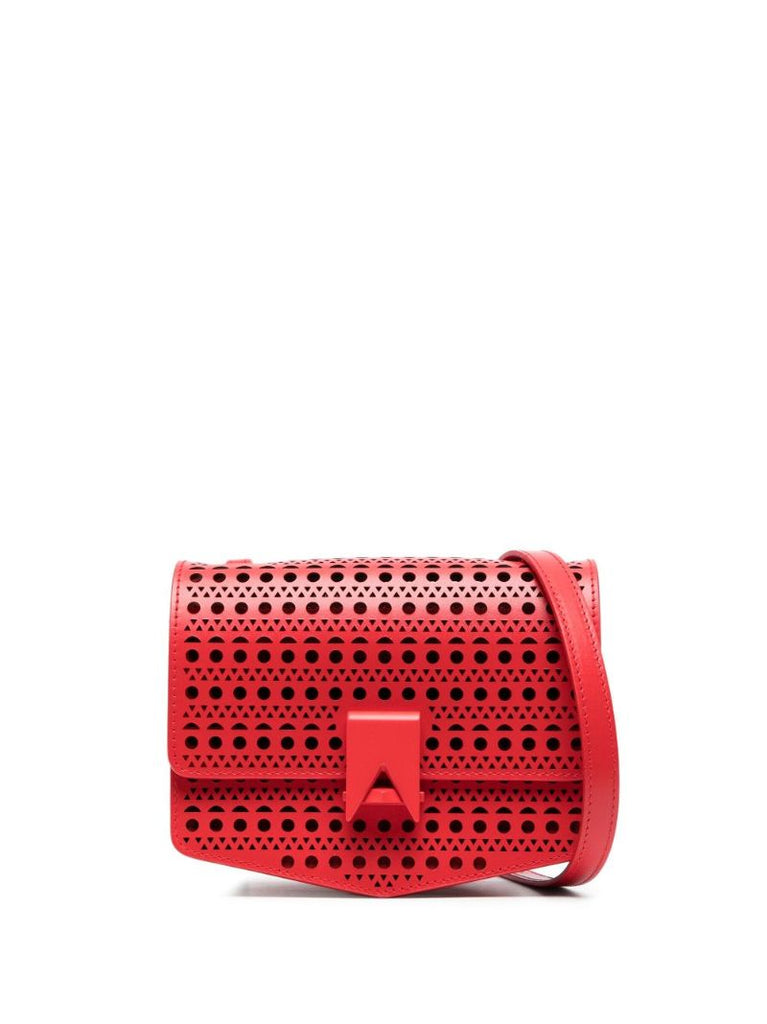 Red Le Papa Perforated Leather Shoulder Bag