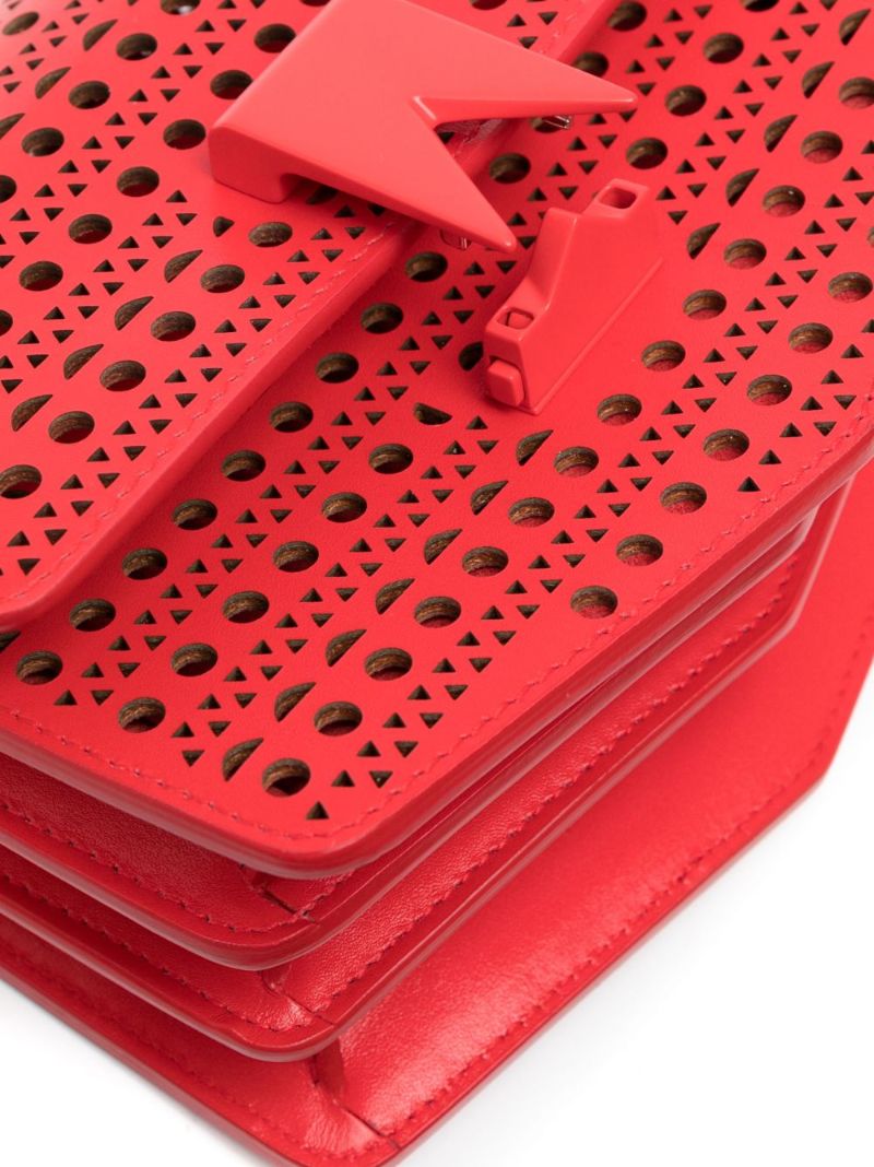 Red Le Papa Perforated Leather Shoulder Bag