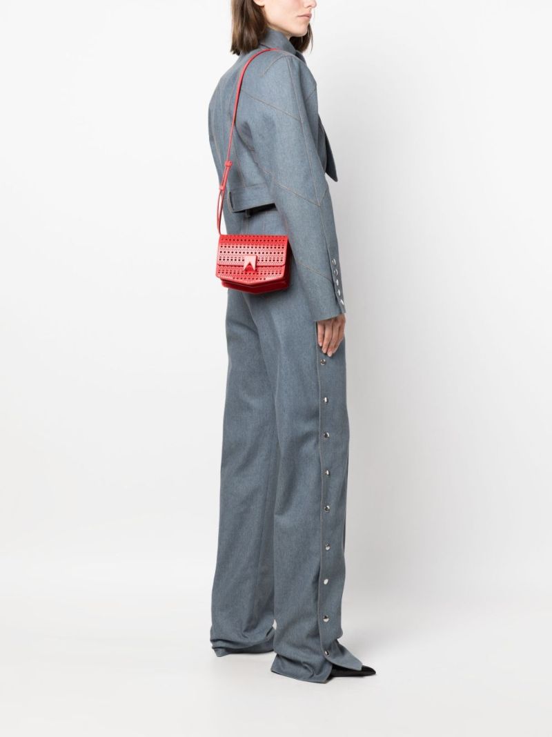 Red Le Papa Perforated Leather Shoulder Bag