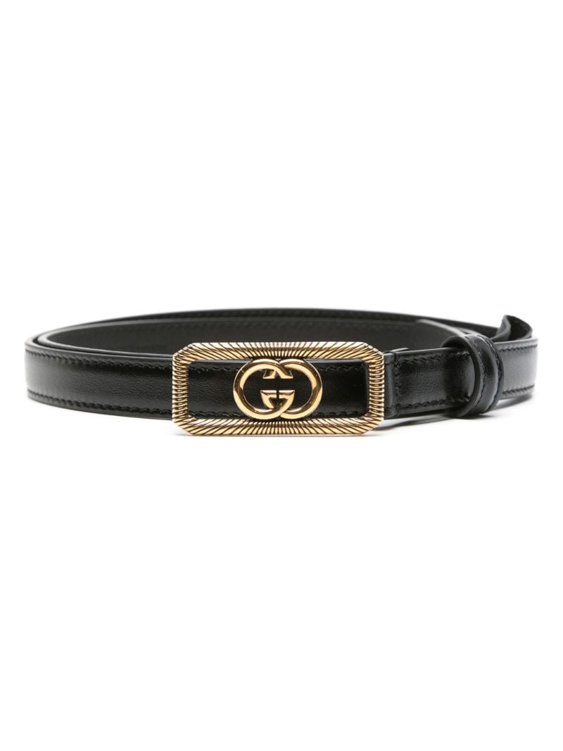 Black Interlocking G Leather Belt
