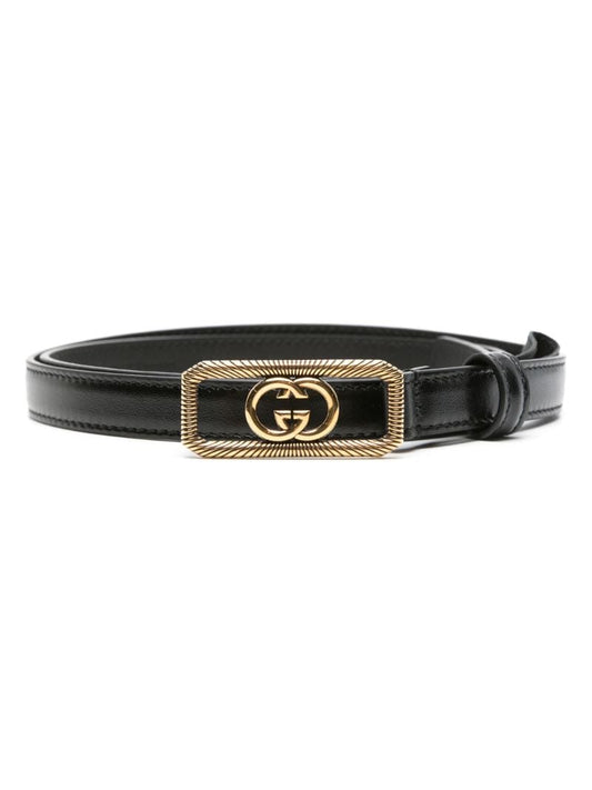 Black Interlocking G Leather Belt