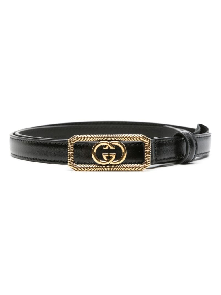 Black Interlocking G Leather Belt