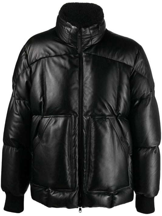 Black Aisne Leather Down Jacket
