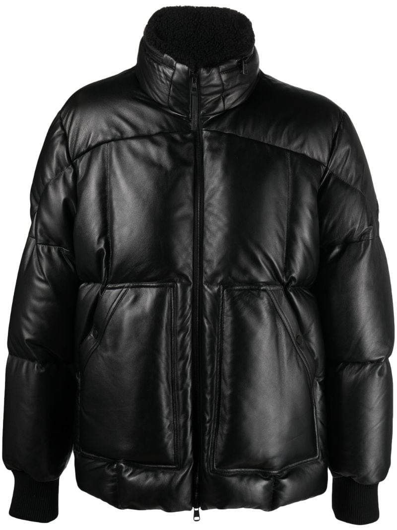 Black Aisne Leather Down Jacket