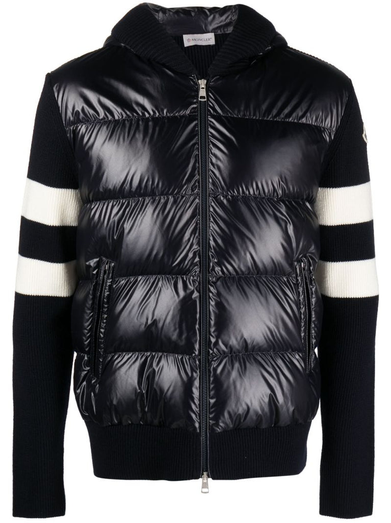 Blue Padded Virgin-wool Cardigan Jacket