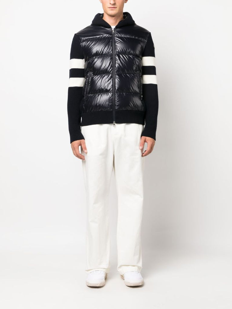 Blue Padded Virgin-wool Cardigan Jacket