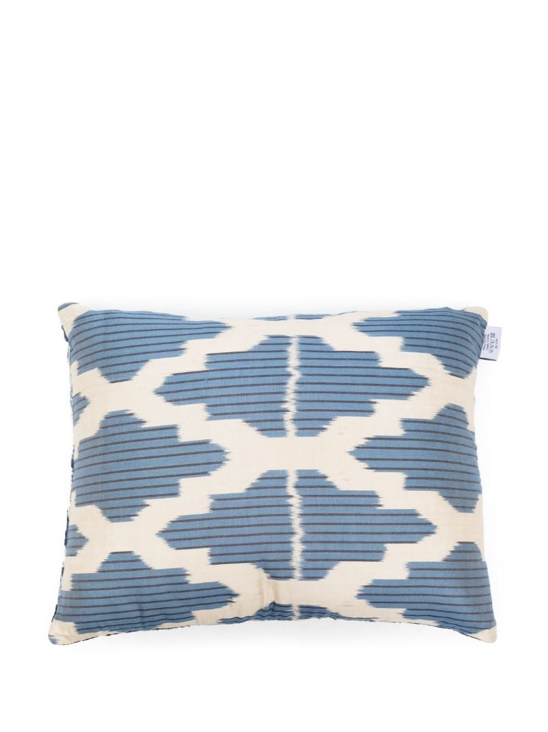 Blue Abstract-print Silk Velvet Cushion