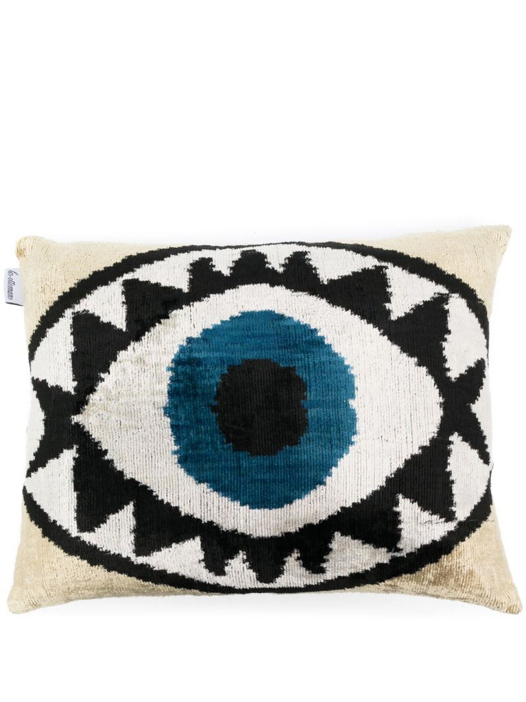 Multicolour Eye-print Silk Velvet Cushion
