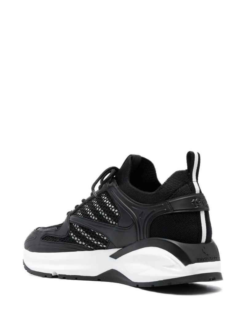 Black Panelled Lace-up Sneakers
