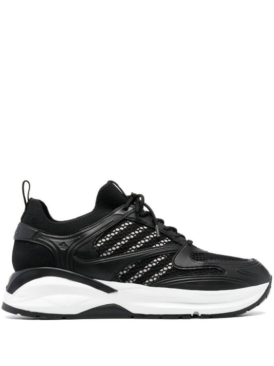 Black Panelled Lace-up Sneakers