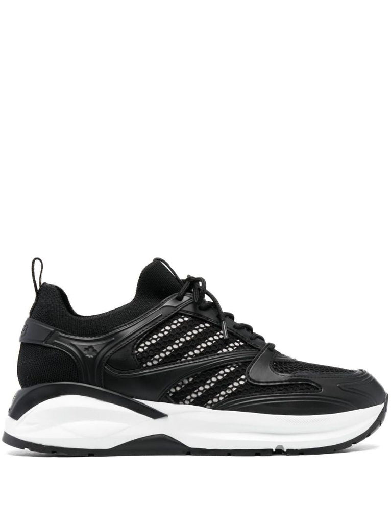 Black Panelled Lace-up Sneakers