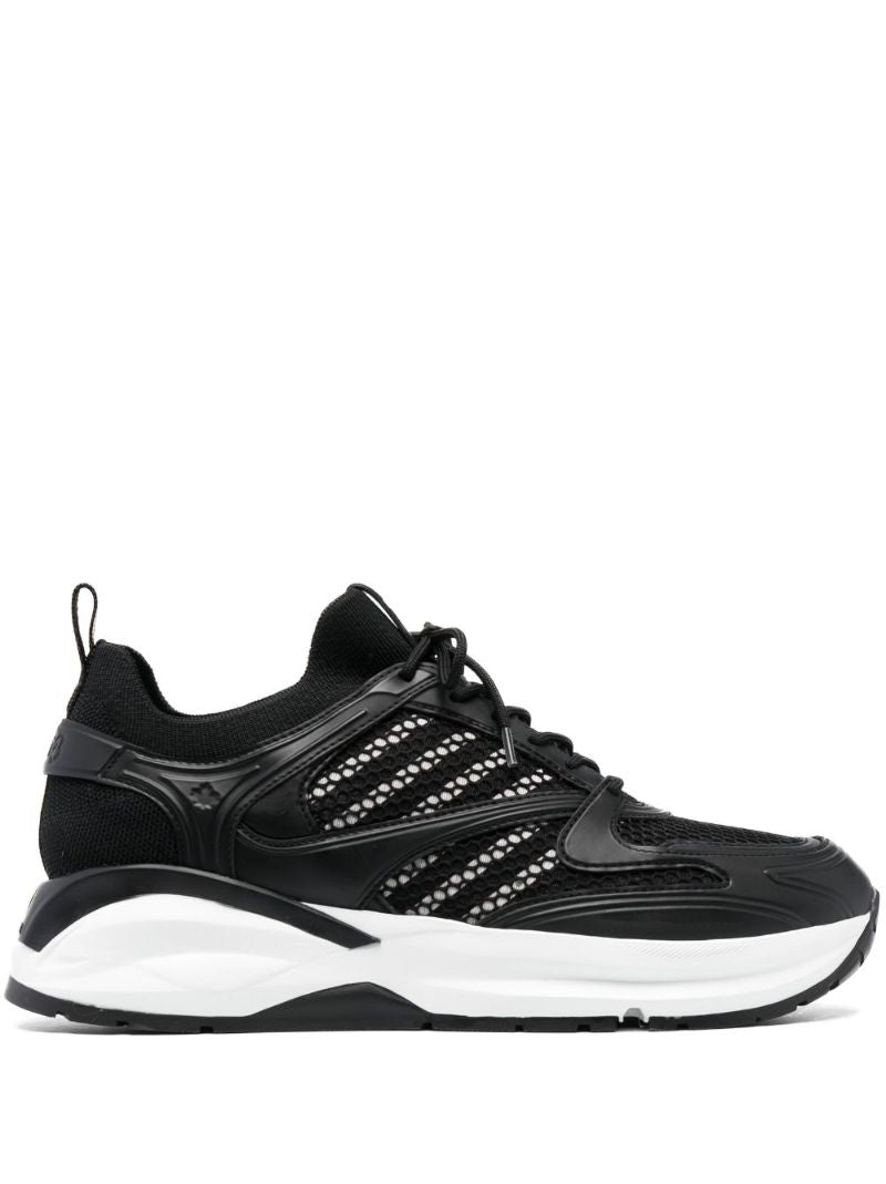 Black Panelled Lace-up Sneakers