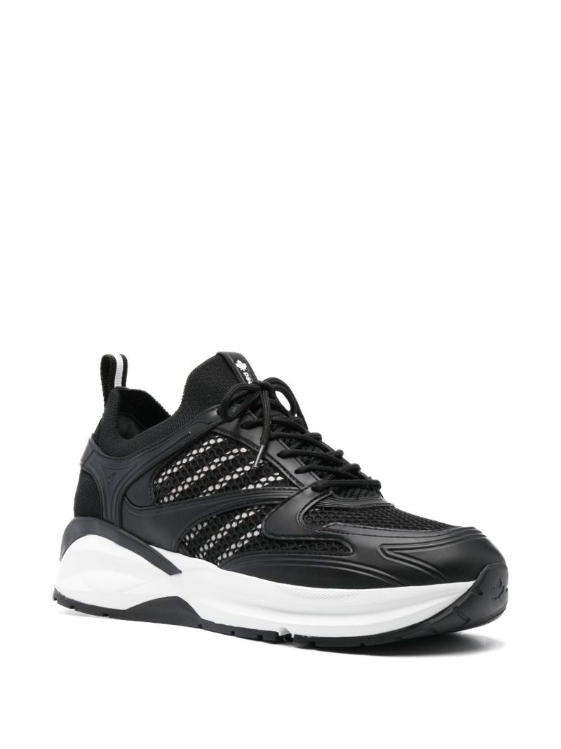 Black Panelled Lace-up Sneakers
