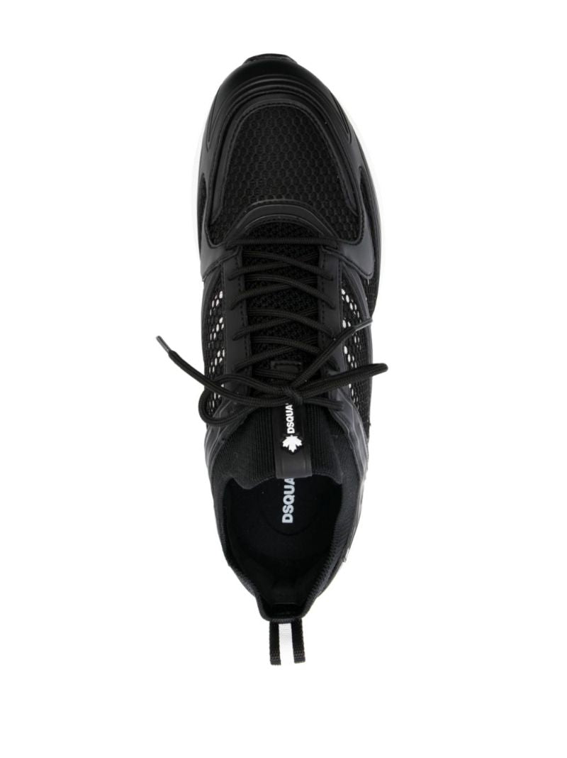 Black Panelled Lace-up Sneakers