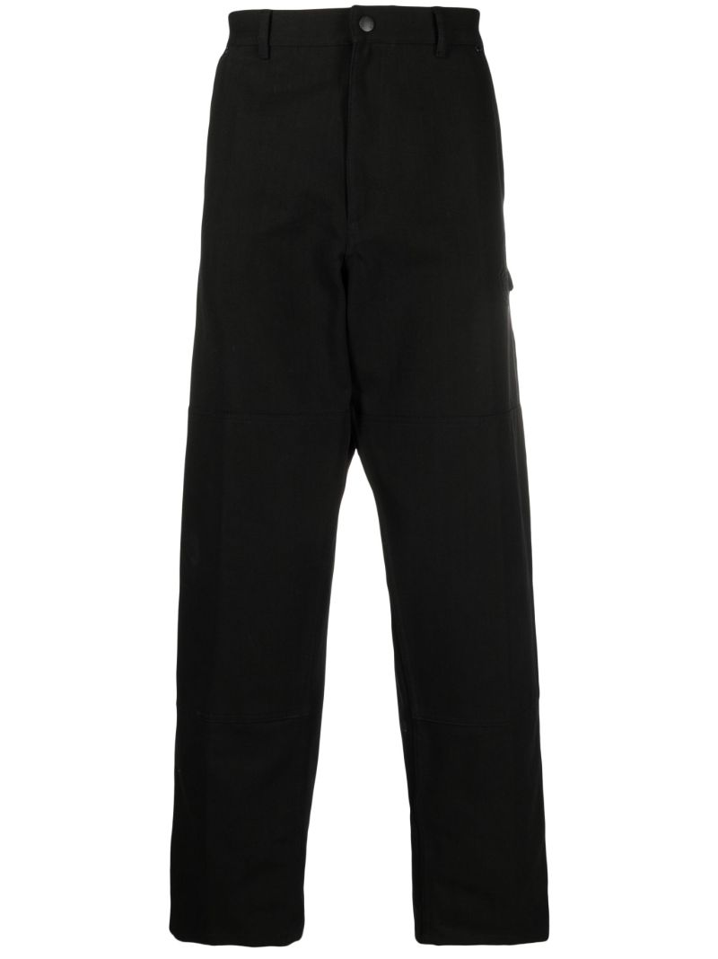Black Cotton Straight-leg Trousers