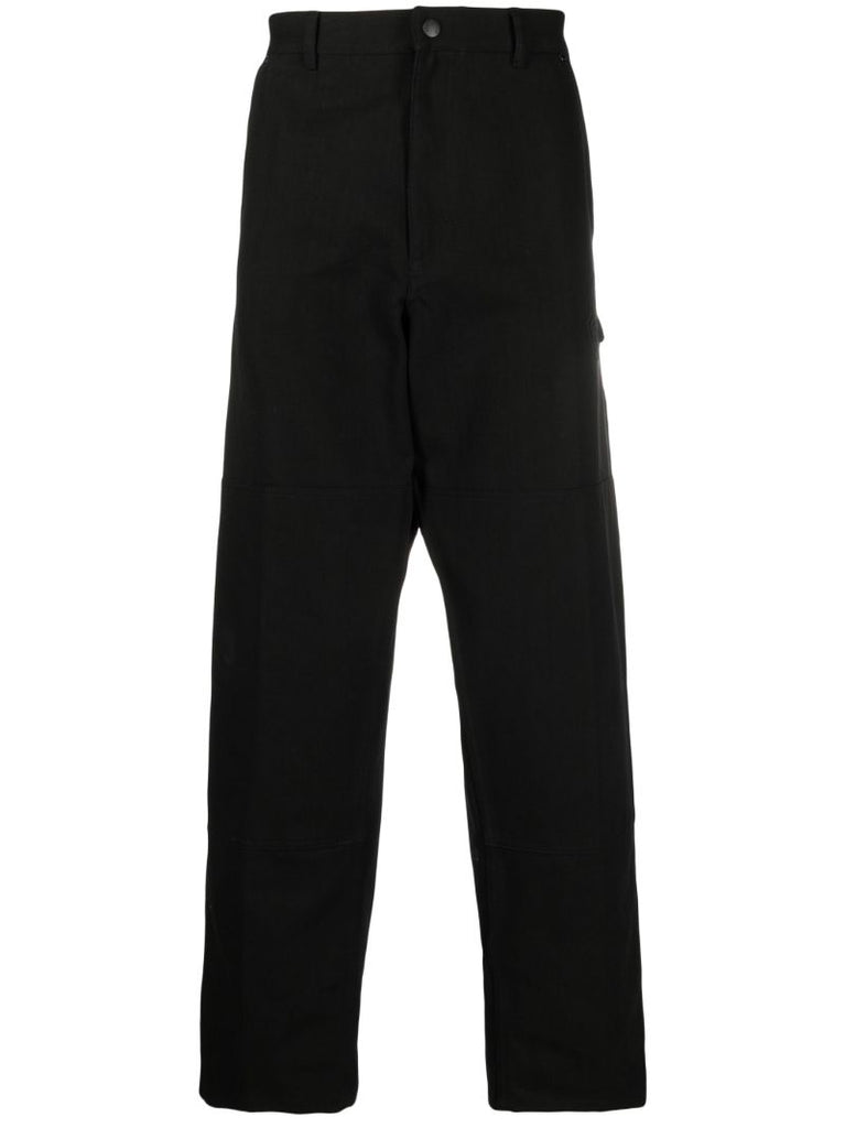 Black Cotton Straight-leg Trousers