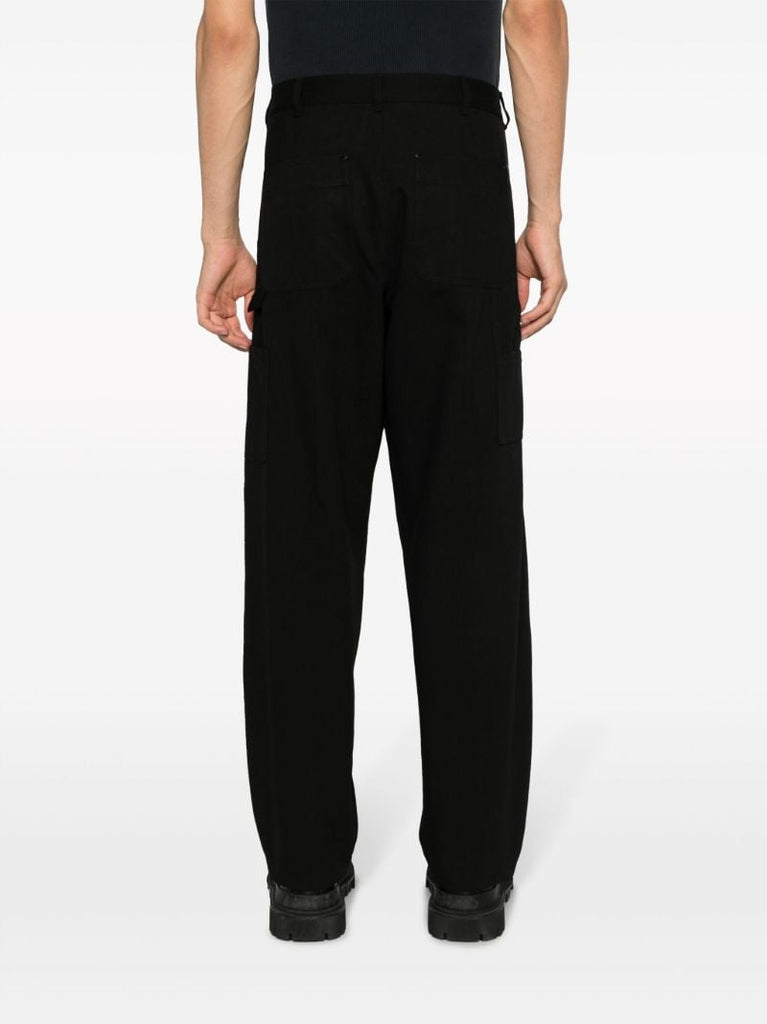 Black Cotton Straight-leg Trousers