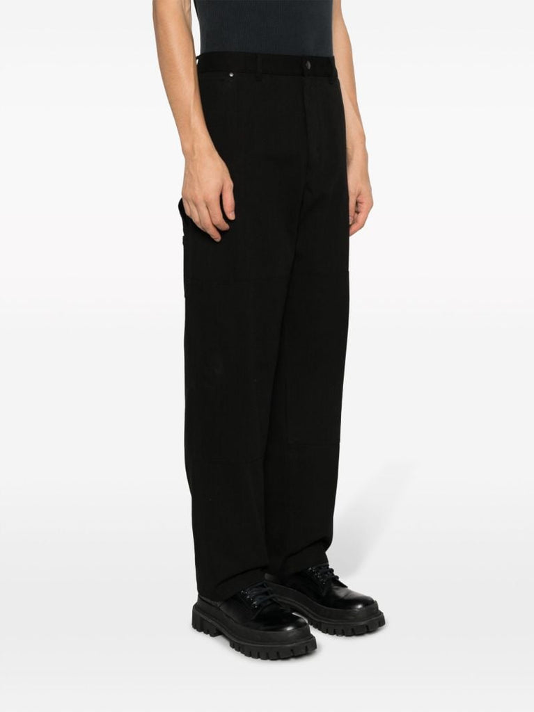 Black Cotton Straight-leg Trousers