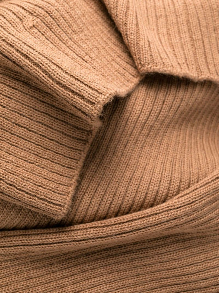 Brown Ribbed-knit Dress