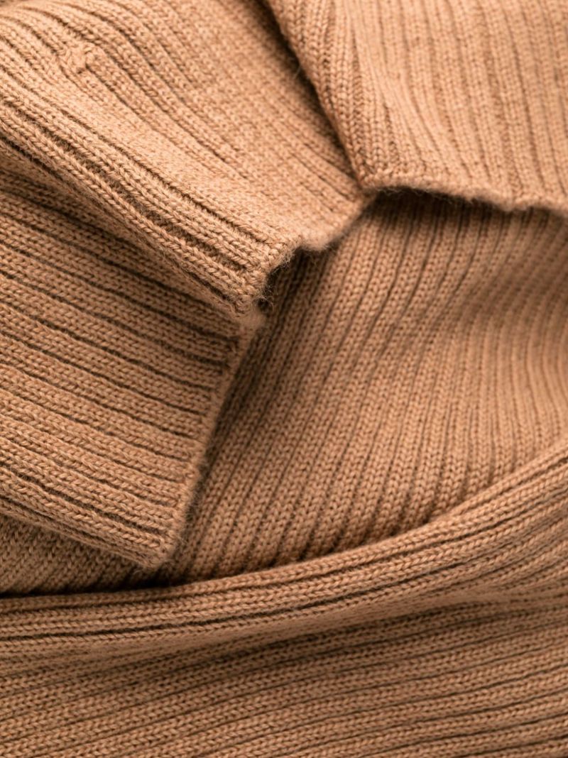 Brown Ribbed-knit Dress