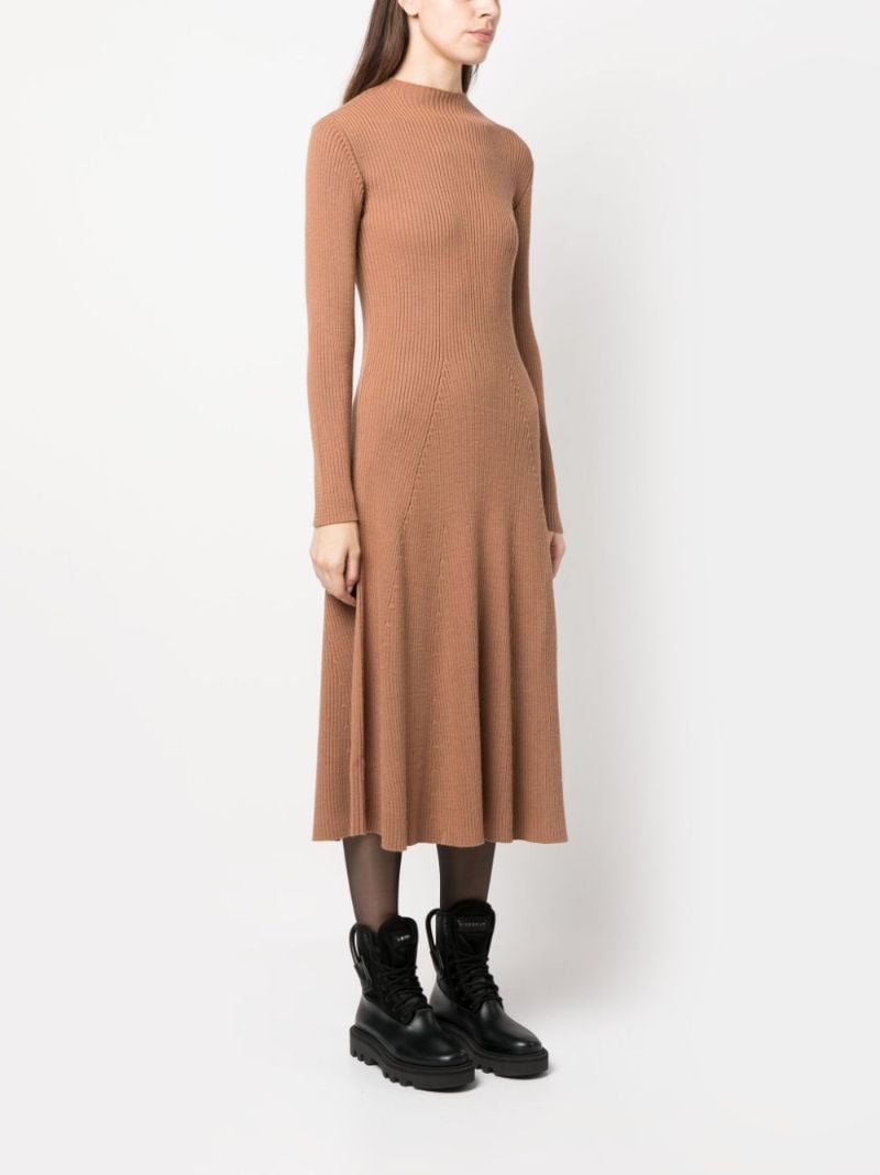 Brown Ribbed-knit Dress
