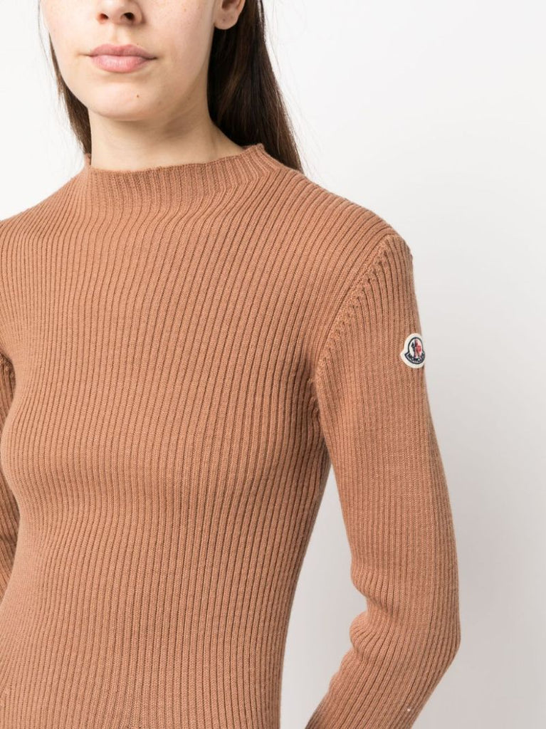 Brown Ribbed-knit Dress