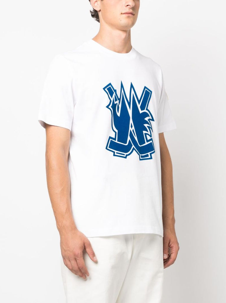 White Logo Print Cotton T-shirt