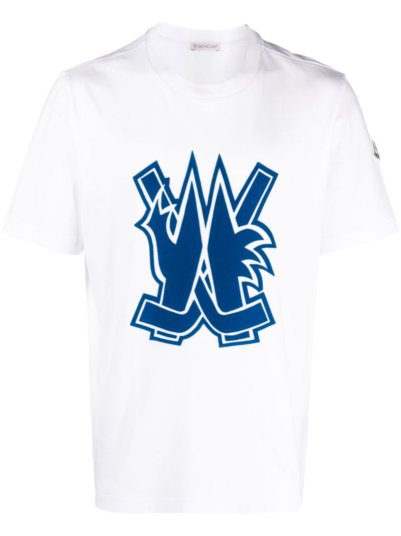 White Logo Print Cotton T-shirt