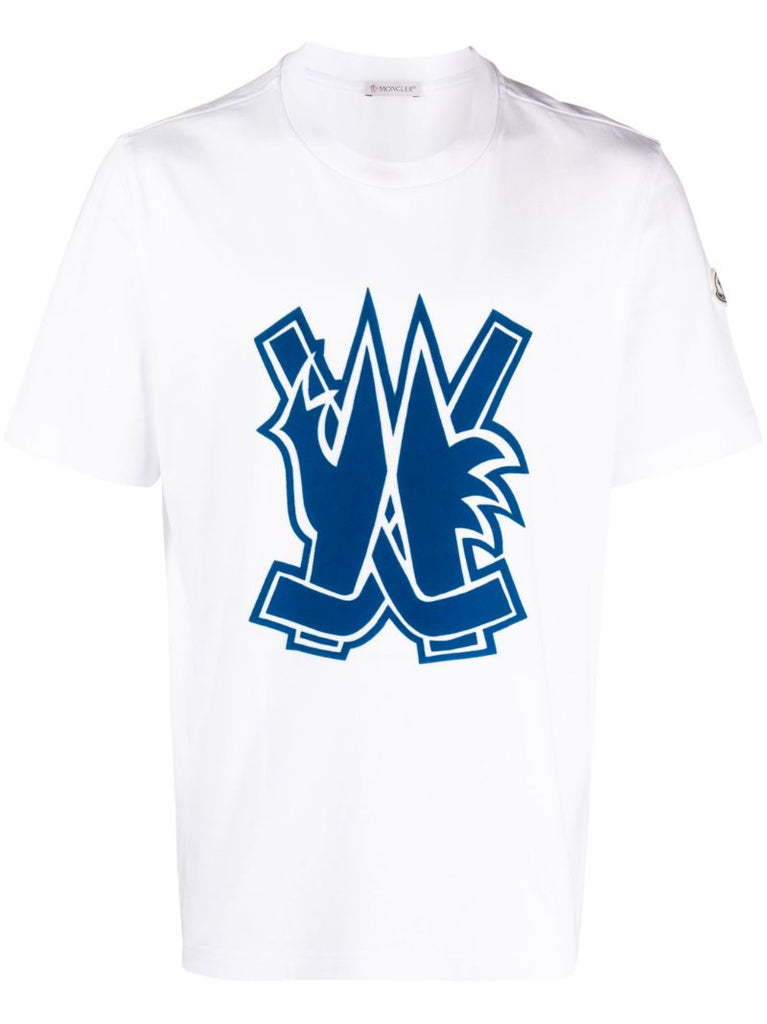 White Logo Print Cotton T-shirt