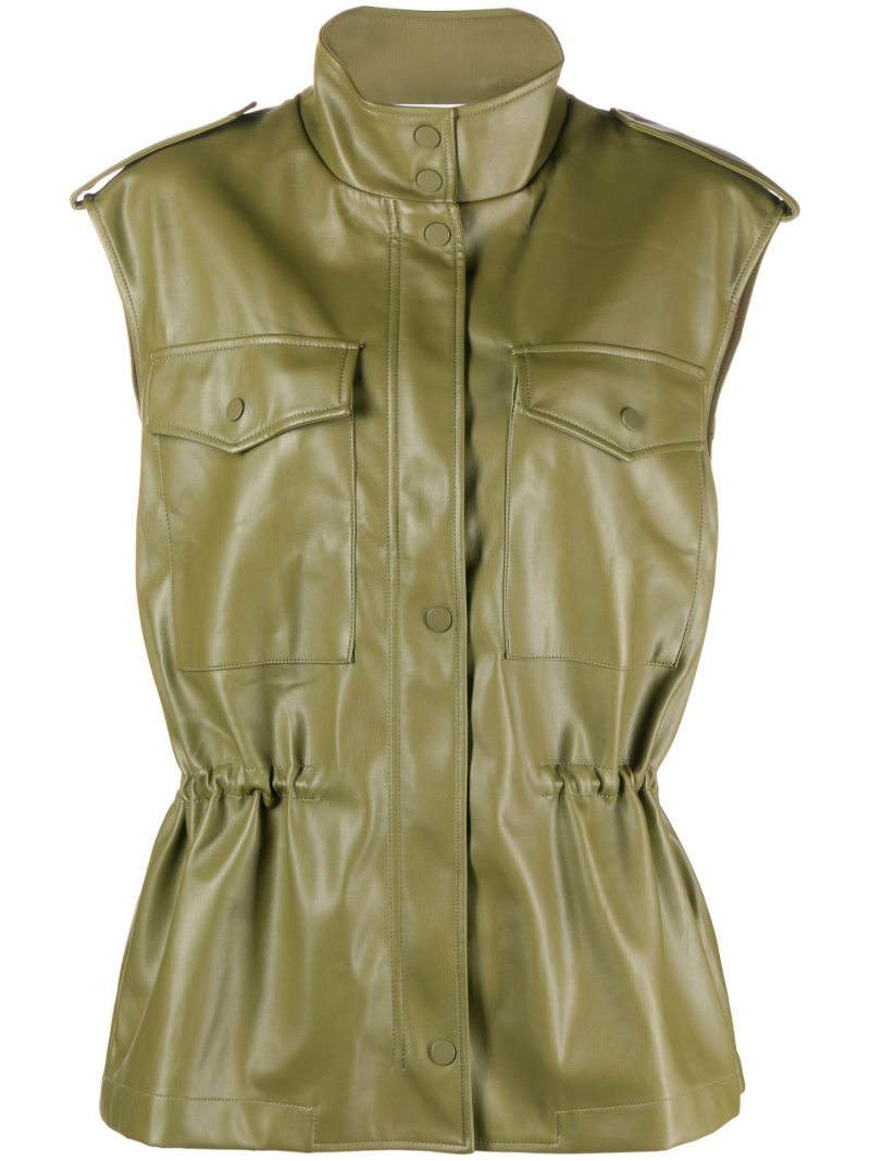 Green Ines Faux-leather Waistcoat