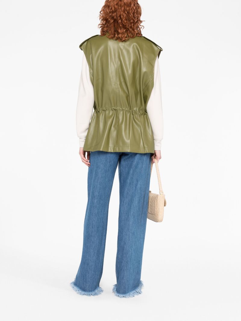 Green Ines Faux-leather Waistcoat