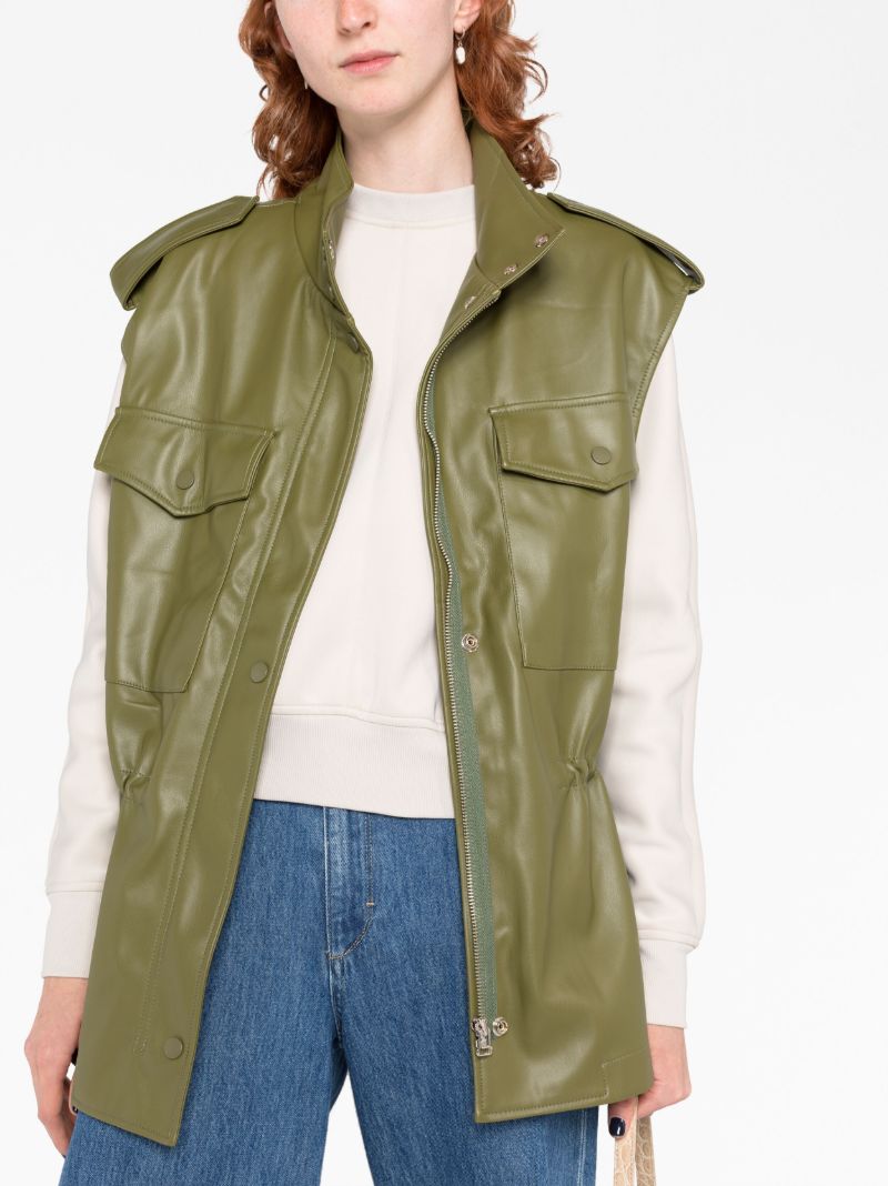 Green Ines Faux-leather Waistcoat
