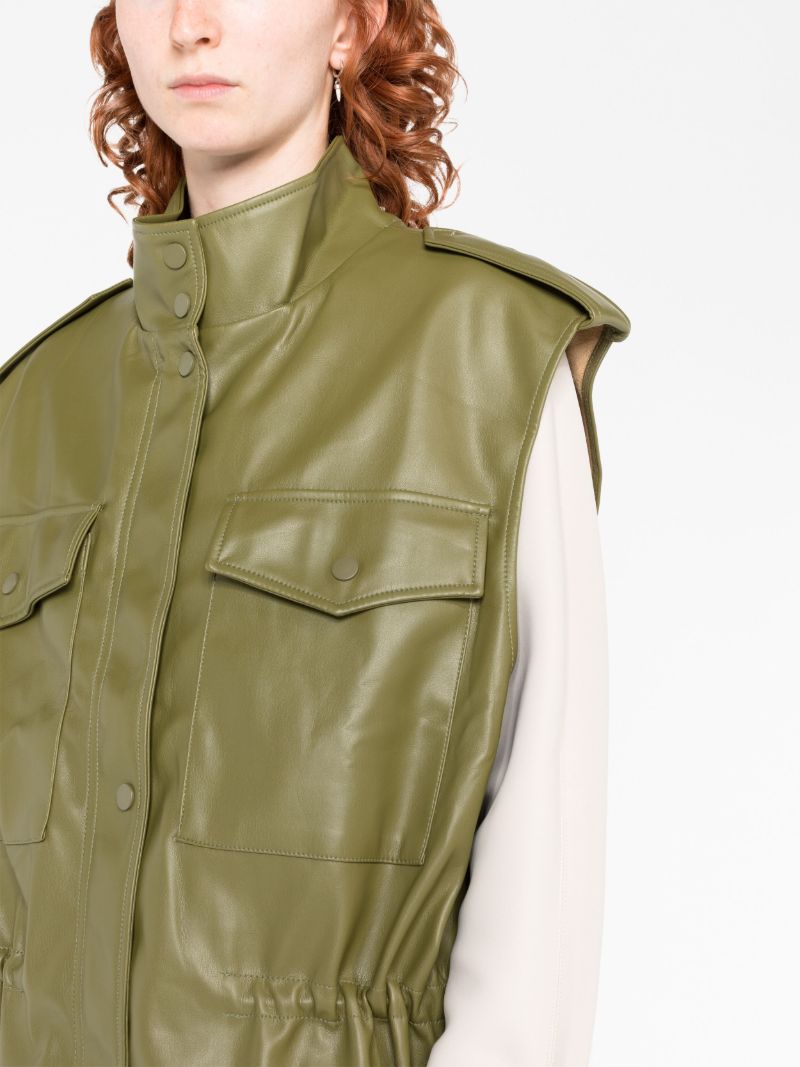 Green Ines Faux-leather Waistcoat