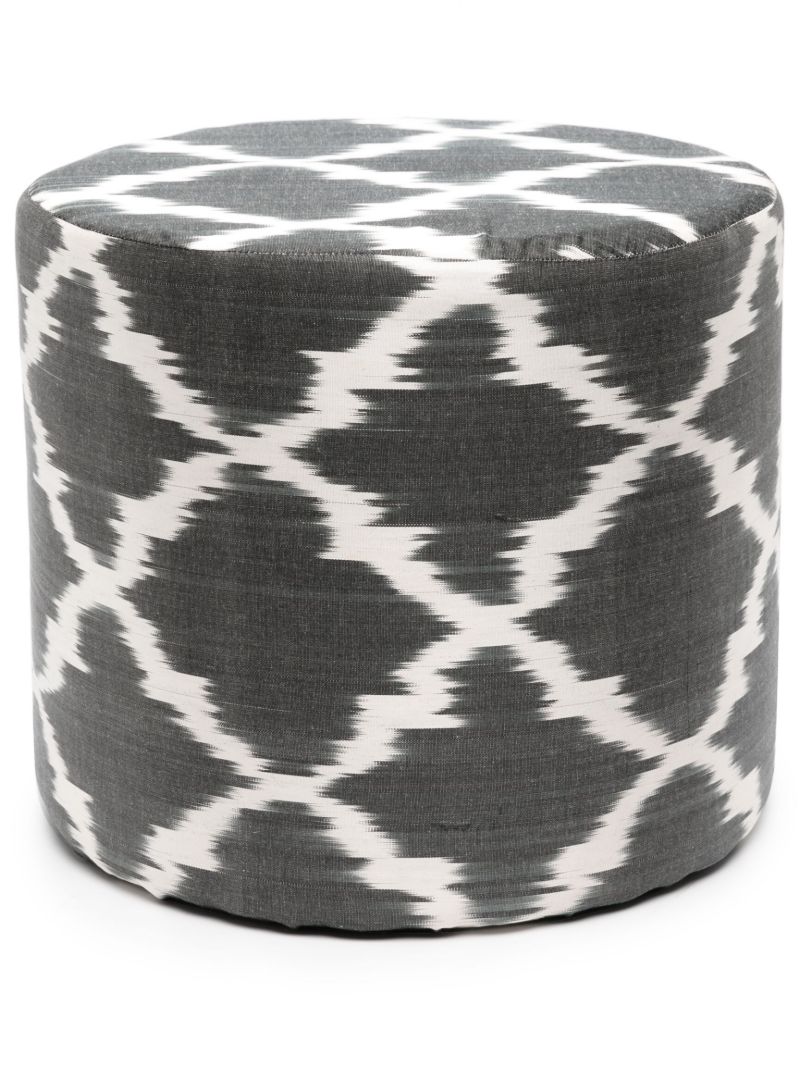 Black Abstract-pattern Silk Pouf