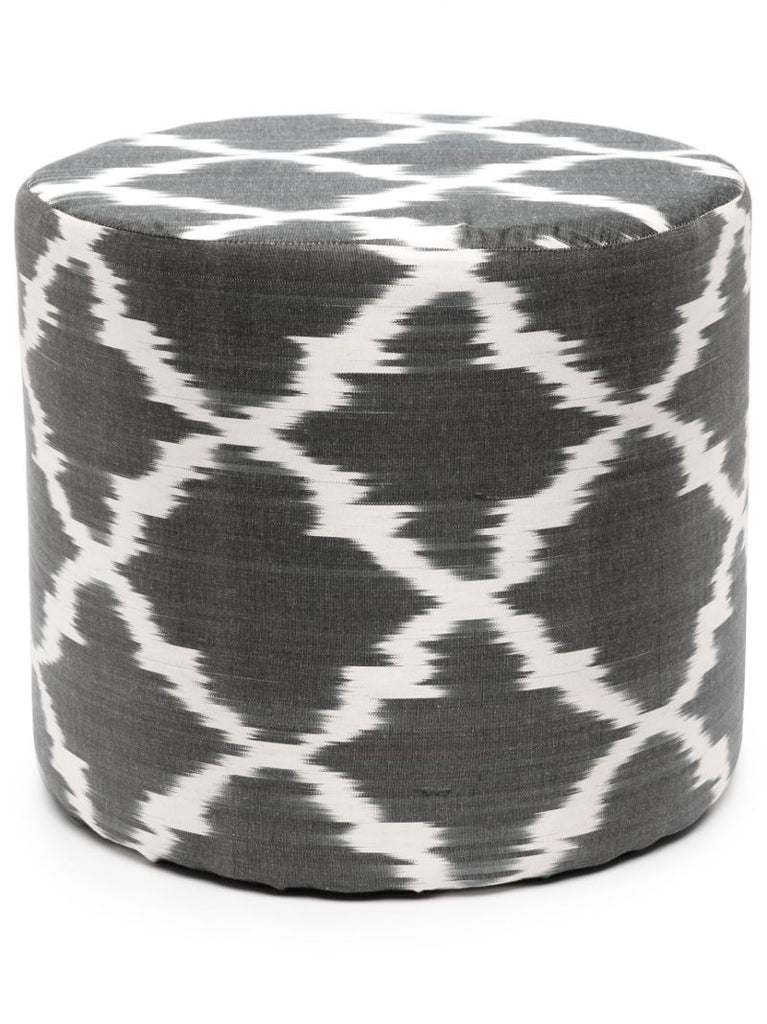 Black Abstract-pattern Silk Pouf