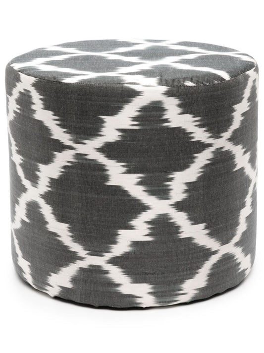 Black Abstract-pattern Silk Pouf