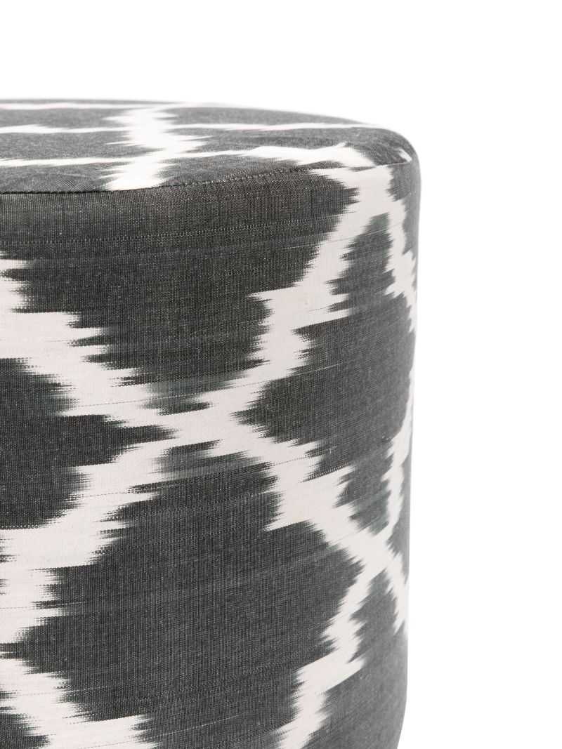 Black Abstract-pattern Silk Pouf