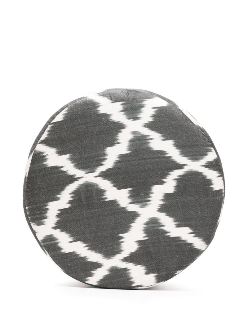 Black Abstract-pattern Silk Pouf