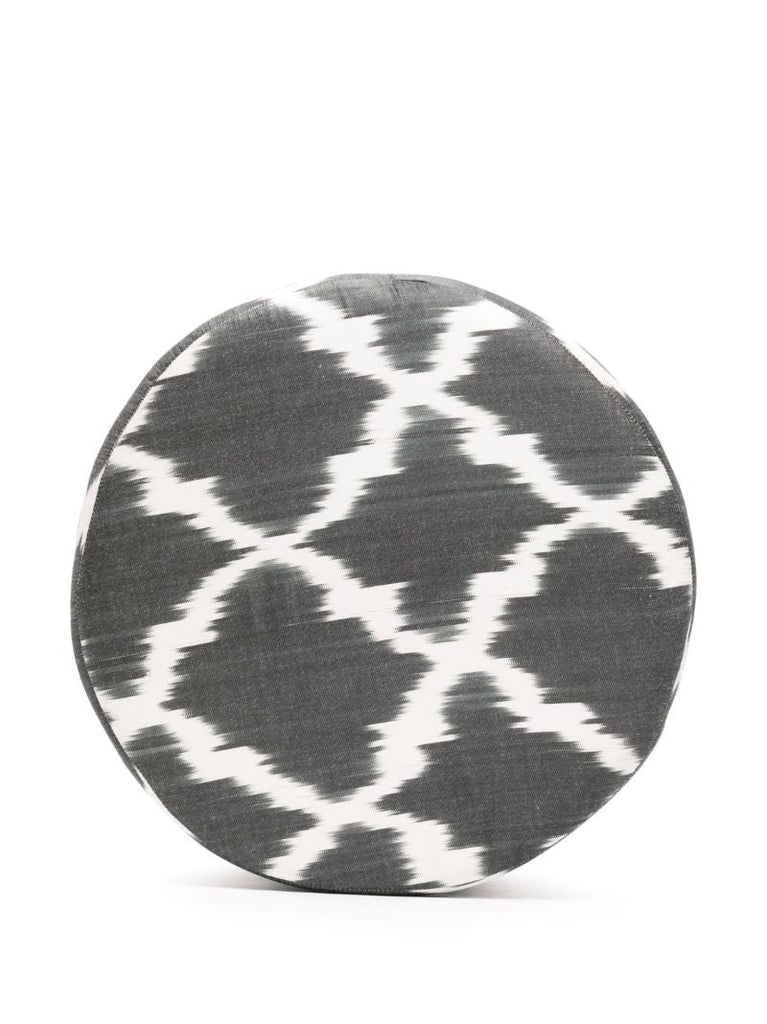 Black Abstract-pattern Silk Pouf