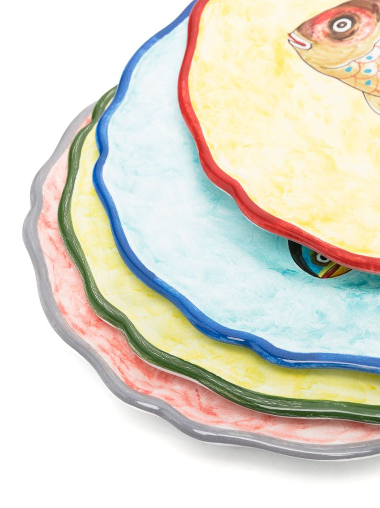 Multicolour Fish Collection Ceramic Dinner Plate Set