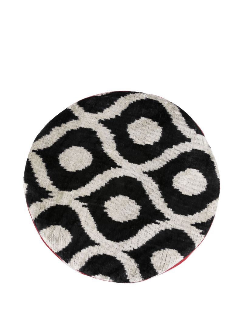 Red Silk Velvet Cylindrical Pouf